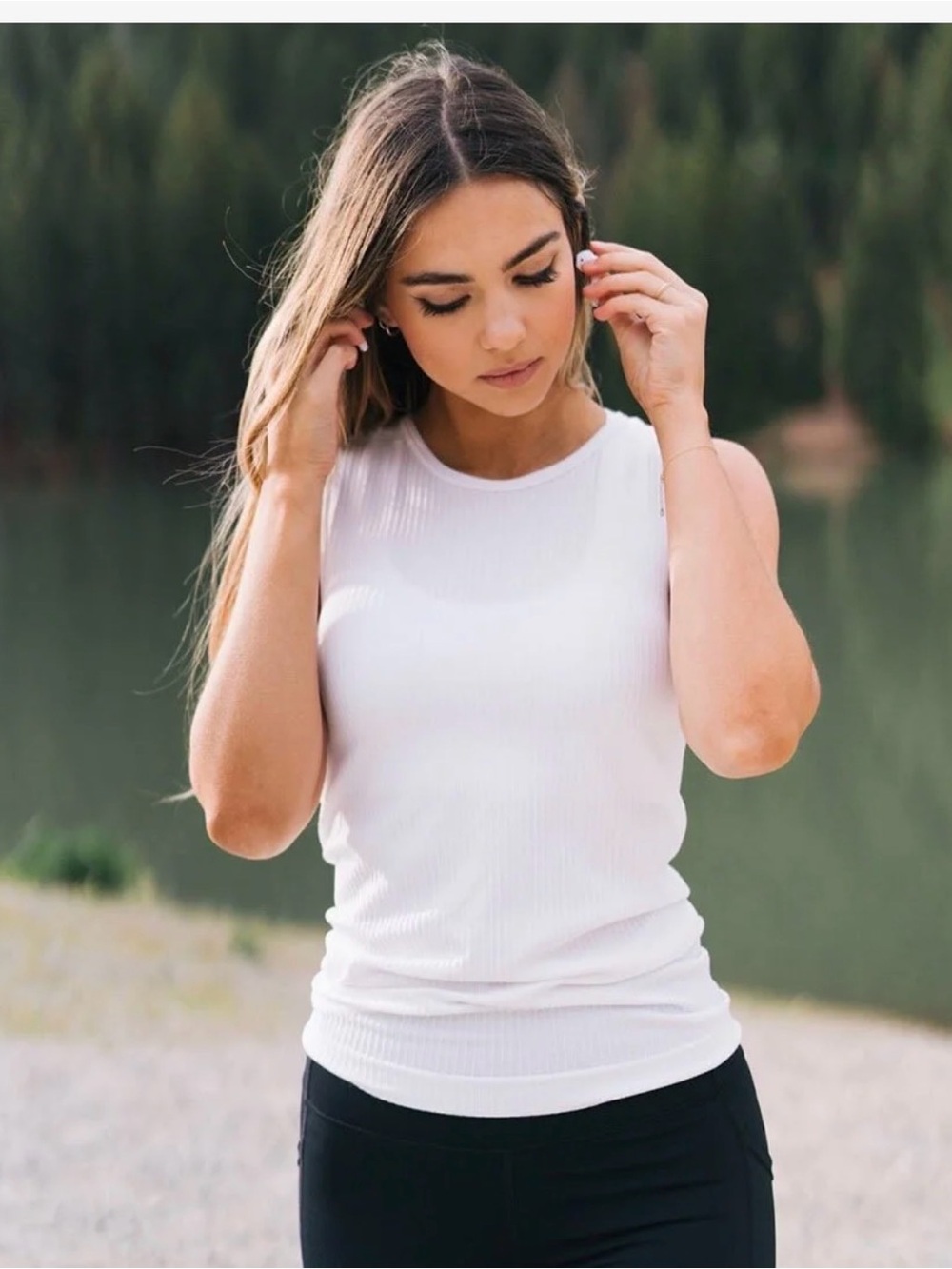 Zyia Parallel Tank: Classic White Ribbed Sleeveless Top - Women